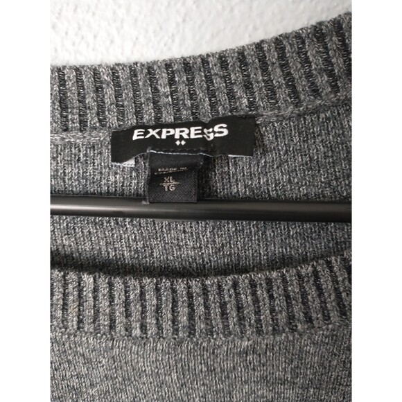 Express Gray Long Sleeve Fitted Sweater - Picture 6 of 7